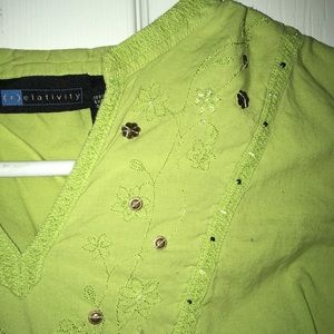 Sleeveless Green Blouse